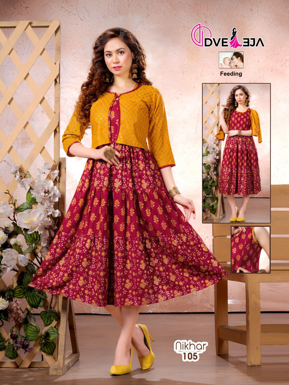 Dveeja Nikhar Nx New Regular Wear Rayon Anarkali Long Kurti Collection